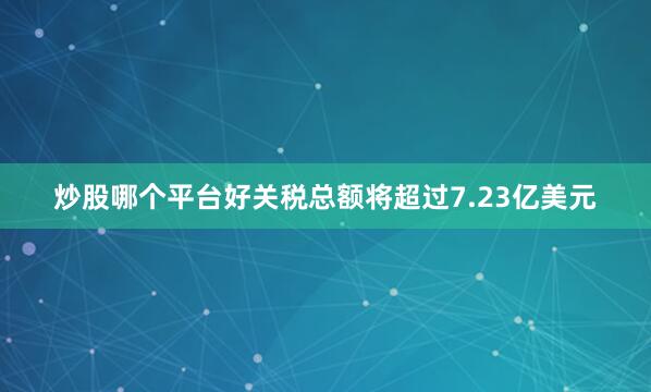 炒股哪个平台好关税总额将超过7.23亿美元